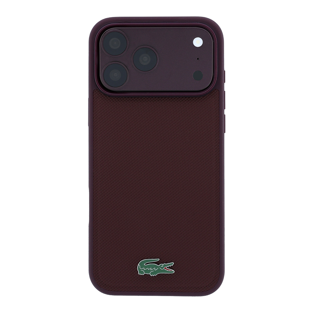 Apple iPhone 18 Pro Kılıf Lacoste Orjinal Lisanslı M-safe Şarj Özellikli PU Pike Desenli Metal Logolu Kapak - 2