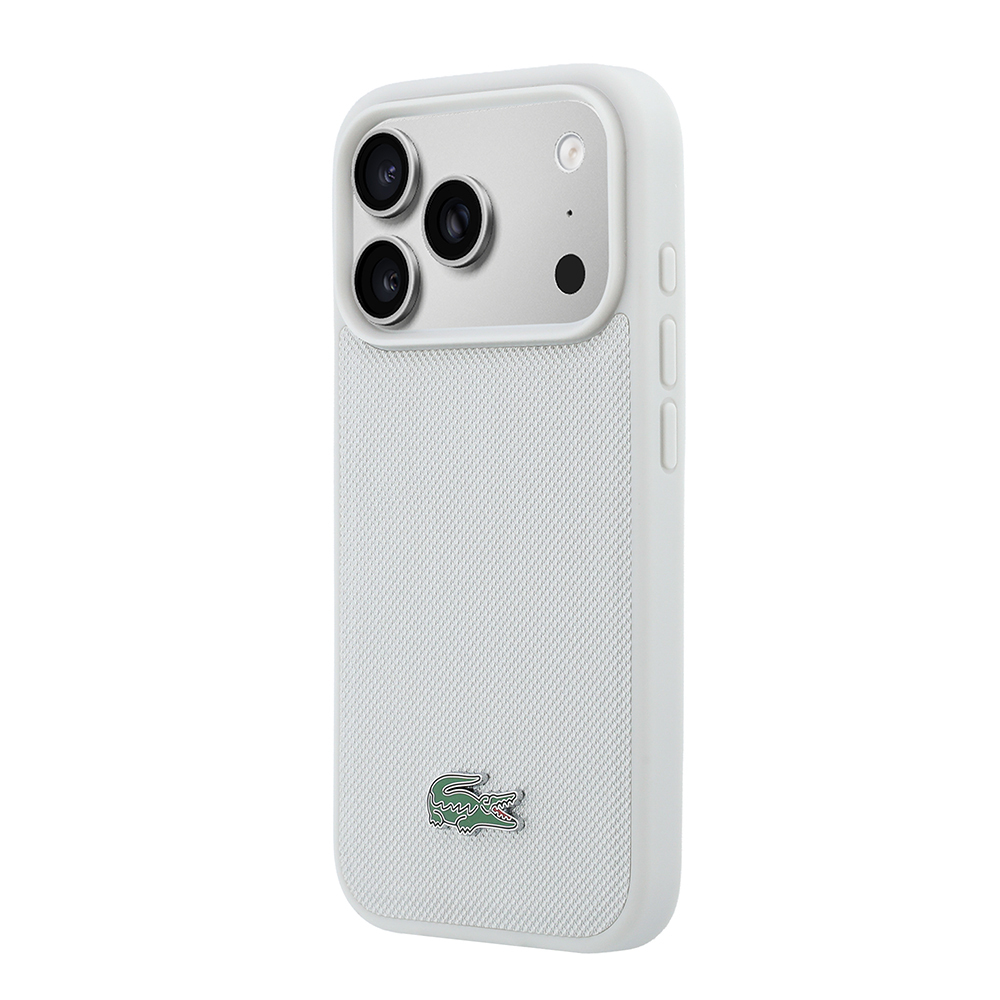 Apple iPhone 18 Pro Kılıf Lacoste Orjinal Lisanslı M-safe Şarj Özellikli PU Pike Desenli Metal Logolu Kapak - 1