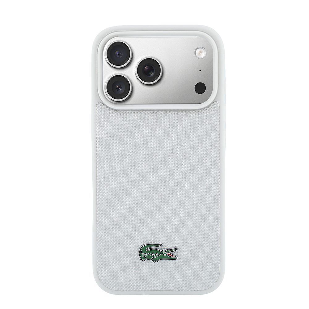 Apple iPhone 18 Pro Kılıf Lacoste Orjinal Lisanslı M-safe Şarj Özellikli PU Pike Desenli Metal Logolu Kapak - 2