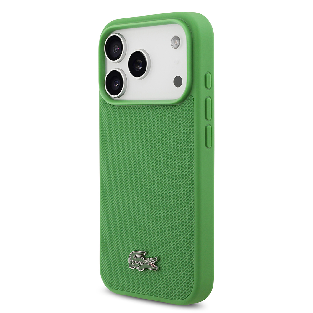 Apple iPhone 18 Pro Kılıf Lacoste Orjinal Lisanslı M-safe Şarj Özellikli PU Pike Desenli Metal Logolu Kapak - 1