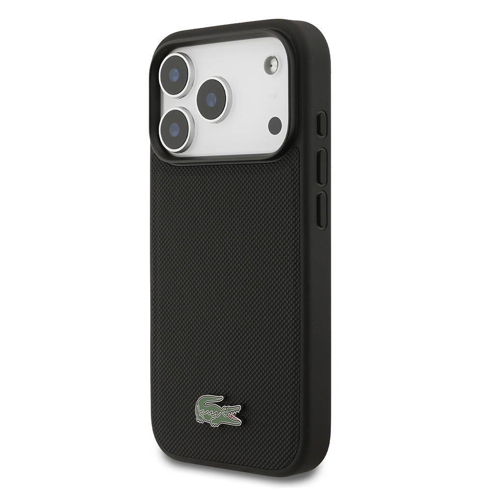 Apple iPhone 18 Pro Kılıf Lacoste Orjinal Lisanslı M-safe Şarj Özellikli PU Pike Desenli Metal Logolu Kapak - 1