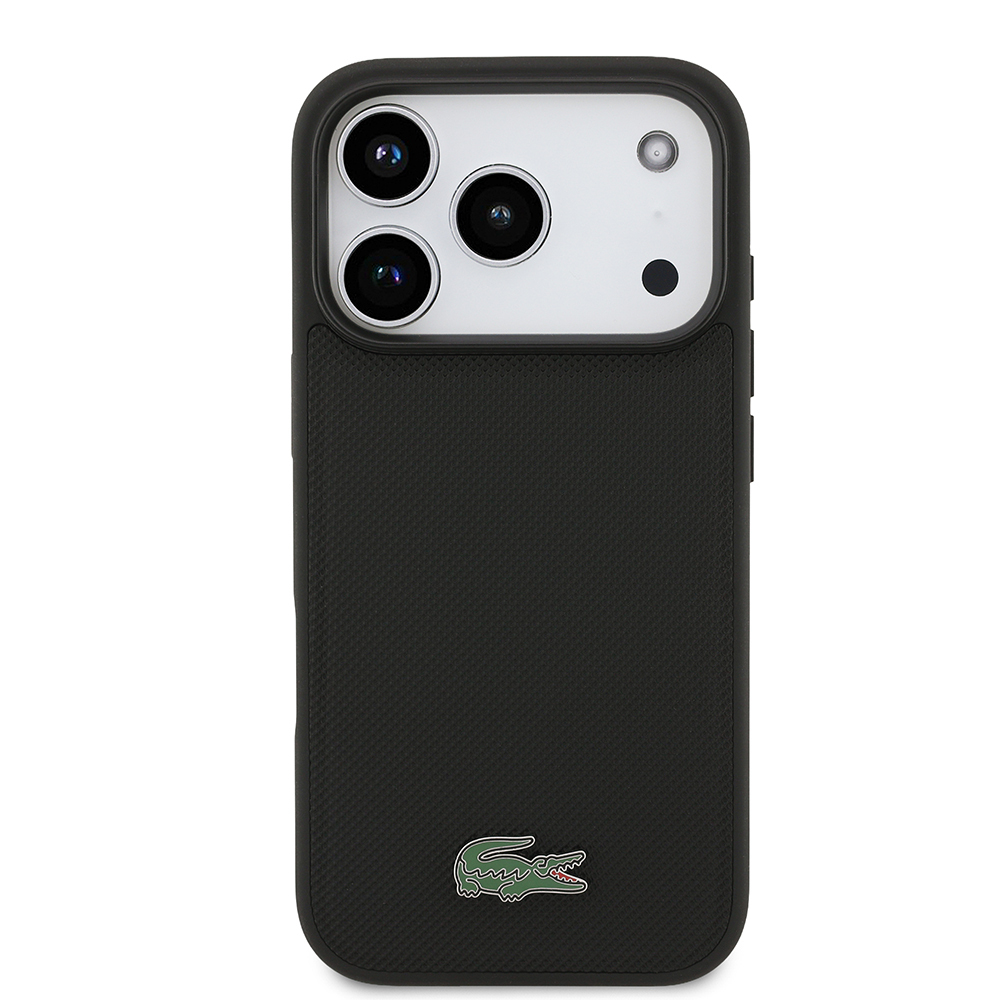 Apple iPhone 18 Pro Kılıf Lacoste Orjinal Lisanslı M-safe Şarj Özellikli PU Pike Desenli Metal Logolu Kapak - 2