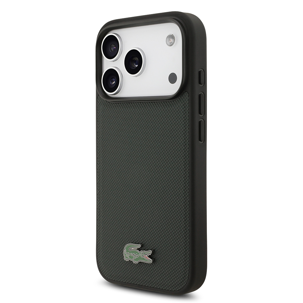 Apple iPhone 18 Pro Kılıf Lacoste Orjinal Lisanslı M-safe Şarj Özellikli PU Pike Desenli Metal Logolu Kapak - 1