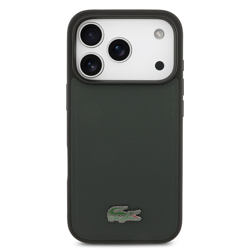 Apple iPhone 18 Pro Kılıf Lacoste Orjinal Lisanslı M-safe Şarj Özellikli PU Pike Desenli Metal Logolu Kapak - 2