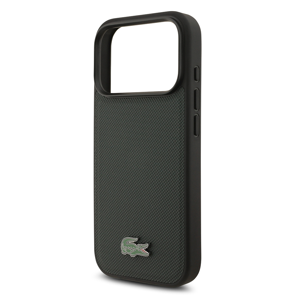 Apple iPhone 18 Pro Kılıf Lacoste Orjinal Lisanslı M-safe Şarj Özellikli PU Pike Desenli Metal Logolu Kapak - 5