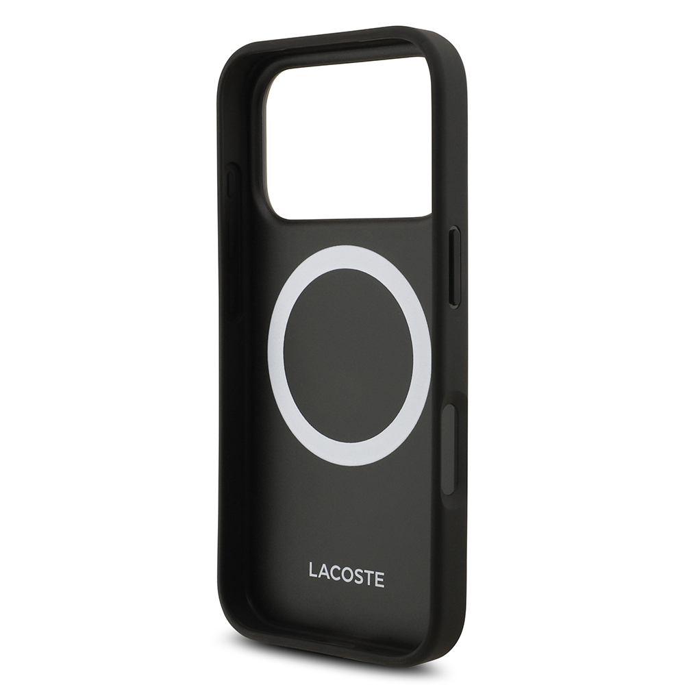 Apple iPhone 18 Pro Kılıf Lacoste Orjinal Lisanslı M-safe Şarj Özellikli PU Pike Desenli Metal Logolu Kapak - 6