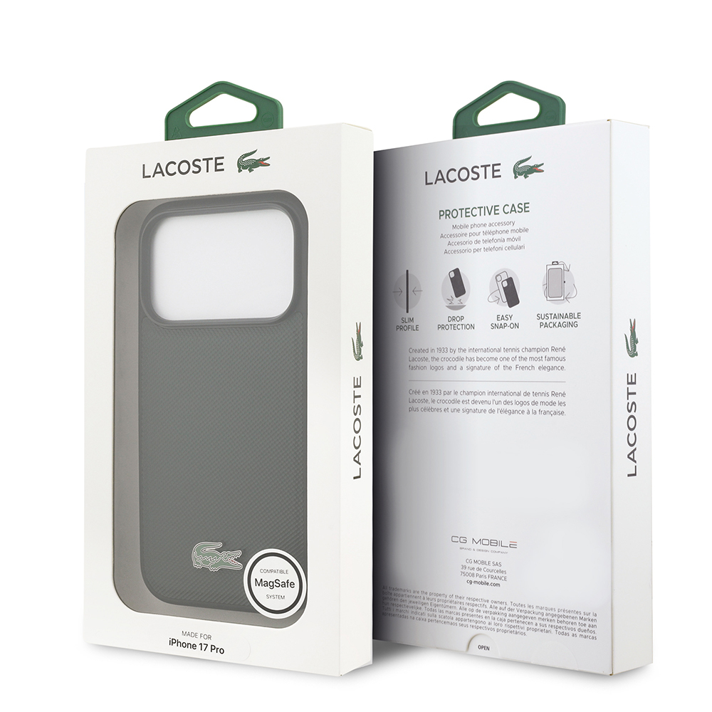 Apple iPhone 18 Pro Kılıf Lacoste Orjinal Lisanslı M-safe Şarj Özellikli PU Pike Desenli Metal Logolu Kapak - 7