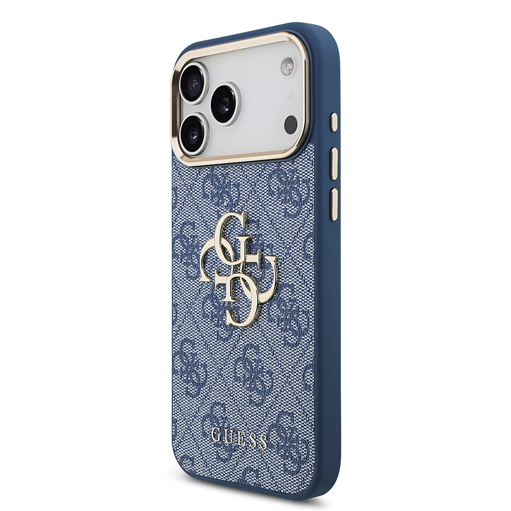 Apple iPhone 18 Pro Max Kılıf Guess Orjinal Lisanslı Gold Metal Kamera Çerçeveli 4G Desenli Metal Büyük 4G ve Yazı Logolu Kapak - 1