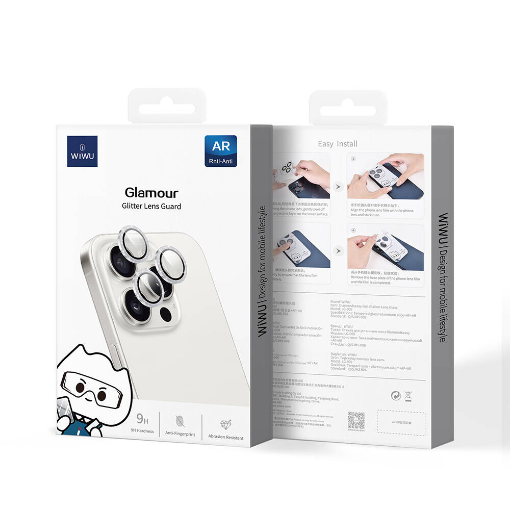 Apple iPhone 16 Pro Wiwu LG-006 Diamond Lens Guard Kolay Uygulama Aparatlı Kamera Lens Koruyucu - 1