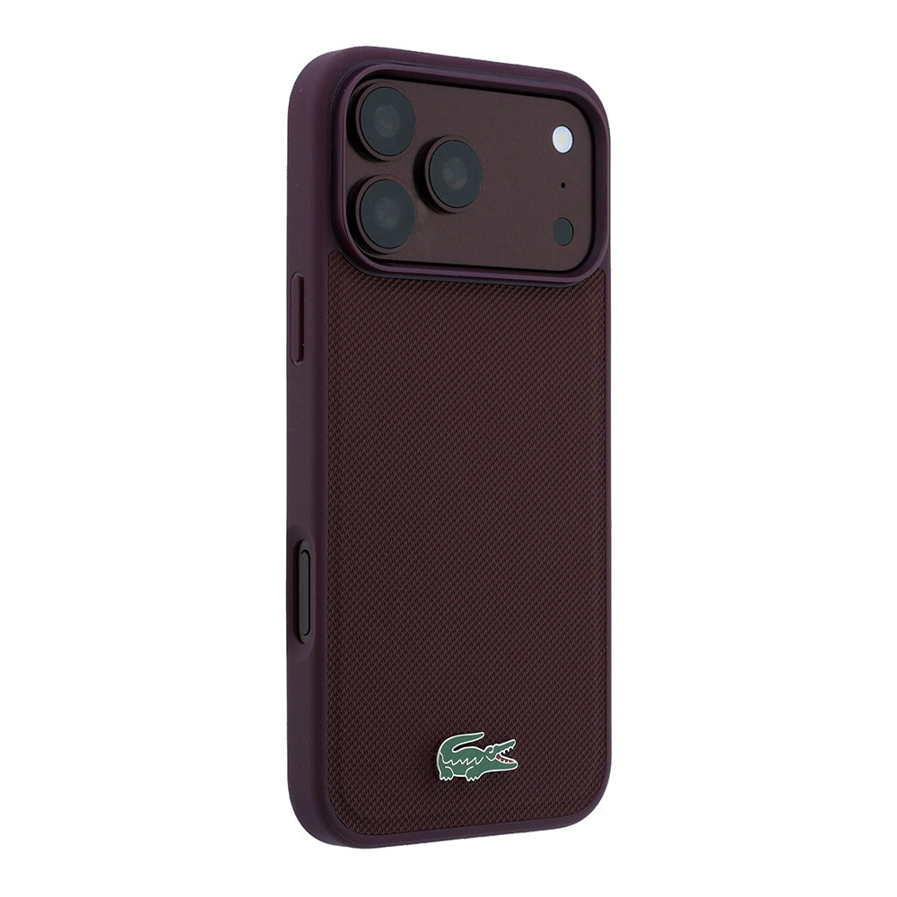 Apple iPhone 18 Pro Max Kılıf Lacoste Orjinal Lisanslı M-safe Şarj Özellikli PU Pike Desenli Metal Logolu Kapak - 3