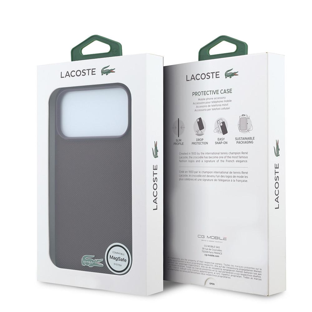 Apple iPhone 18 Pro Max Kılıf Lacoste Orjinal Lisanslı M-safe Şarj Özellikli PU Pike Desenli Metal Logolu Kapak - 7