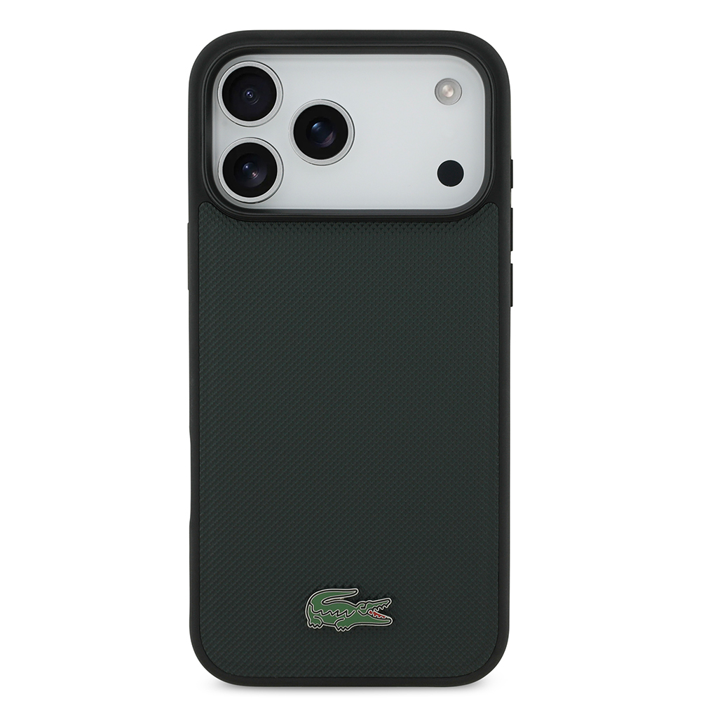 Apple iPhone 18 Pro Max Kılıf Lacoste Orjinal Lisanslı M-safe Şarj Özellikli PU Pike Desenli Metal Logolu Kapak - 2