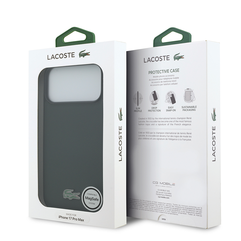 Apple iPhone 18 Pro Max Kılıf Lacoste Orjinal Lisanslı M-safe Şarj Özellikli PU Pike Desenli Metal Logolu Kapak - 7