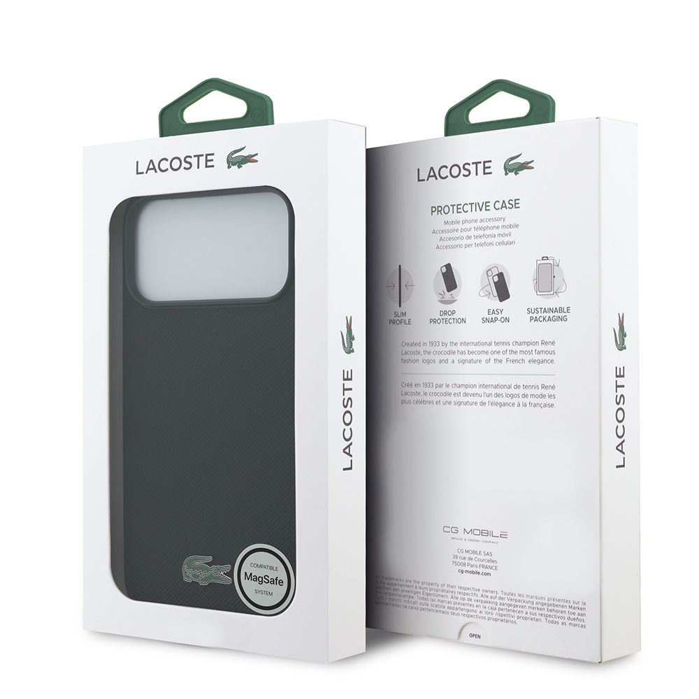 Apple iPhone 18 Pro Max Kılıf Lacoste Orjinal Lisanslı M-safe Şarj Özellikli PU Pike Desenli Metal Logolu Kapak - 7