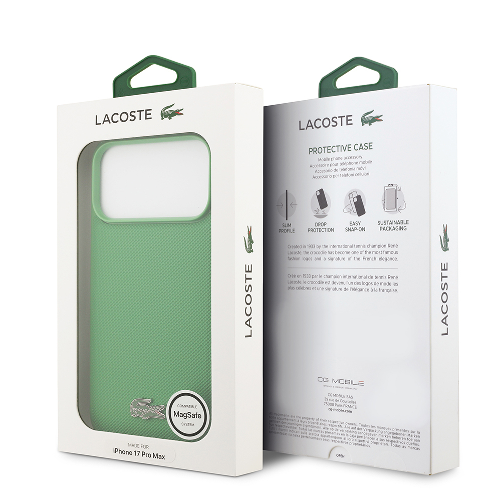 Apple iPhone 18 Pro Max Kılıf Lacoste Orjinal Lisanslı M-safe Şarj Özellikli PU Pike Desenli Metal Logolu Kapak - 7