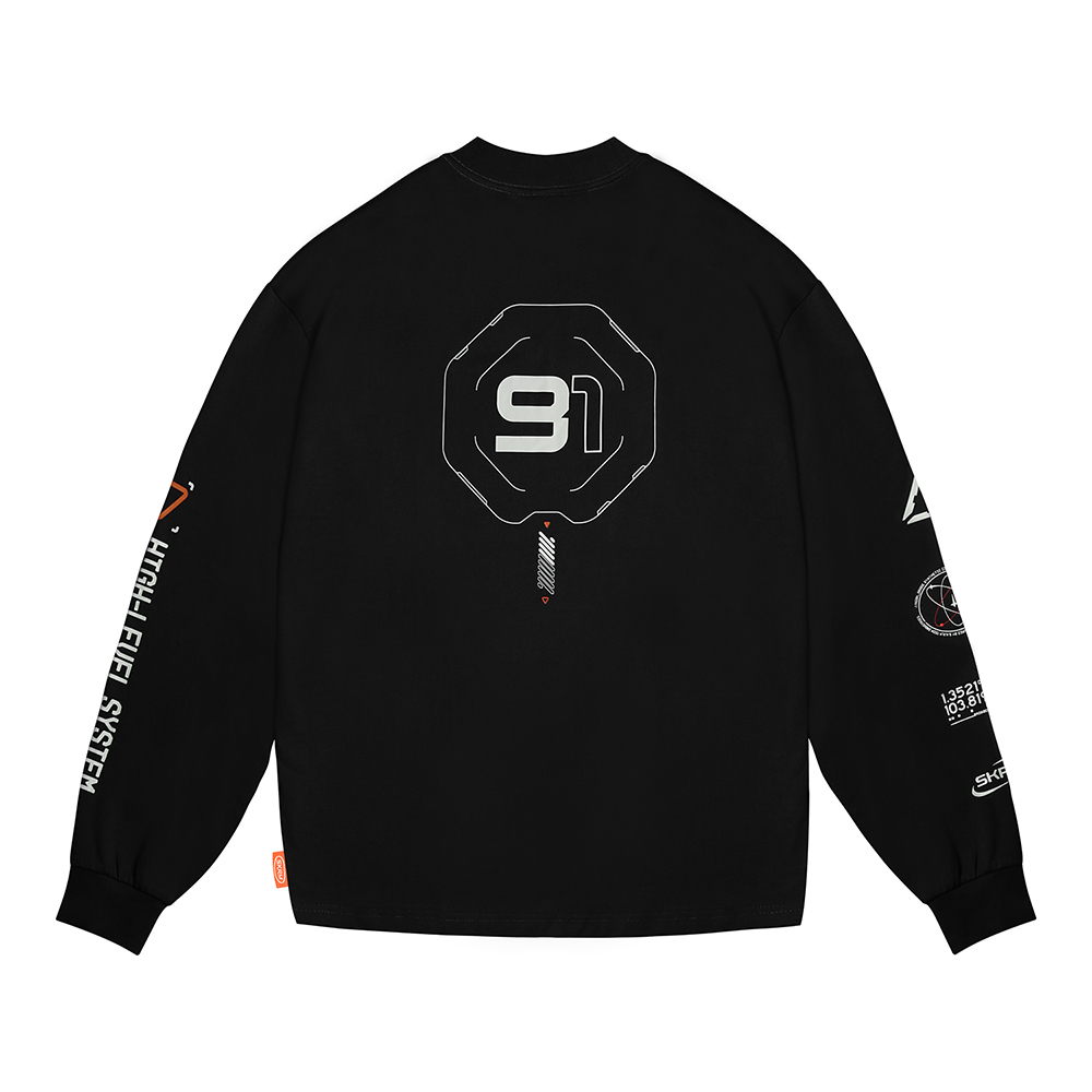 Skinarma Neptune Uzun Kollu Oversize Unisex Bisiklet Yaka Siyah Sweatshirt - 1