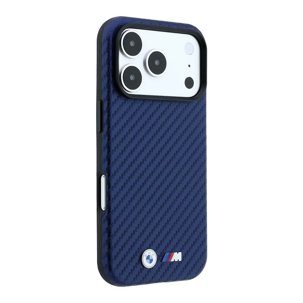 Apple iPhone 18 Pro Max Kılıf BMW Orjinal Lisanslı M-safe Şarj Özellikli Karbon Fiber Tasarımlı ve Metal Logolu PU Deri Kapak - 3