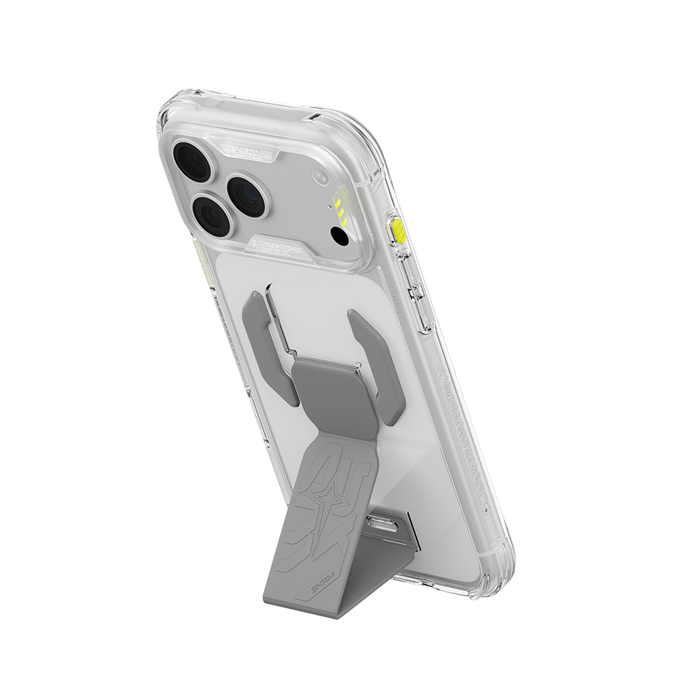 Apple iPhone 18 Pro Kılıf M-safe Şarj Özellikli Teknoloji Desenli Skinarma Helio CE Mag Charge Standlı Kapak - 1