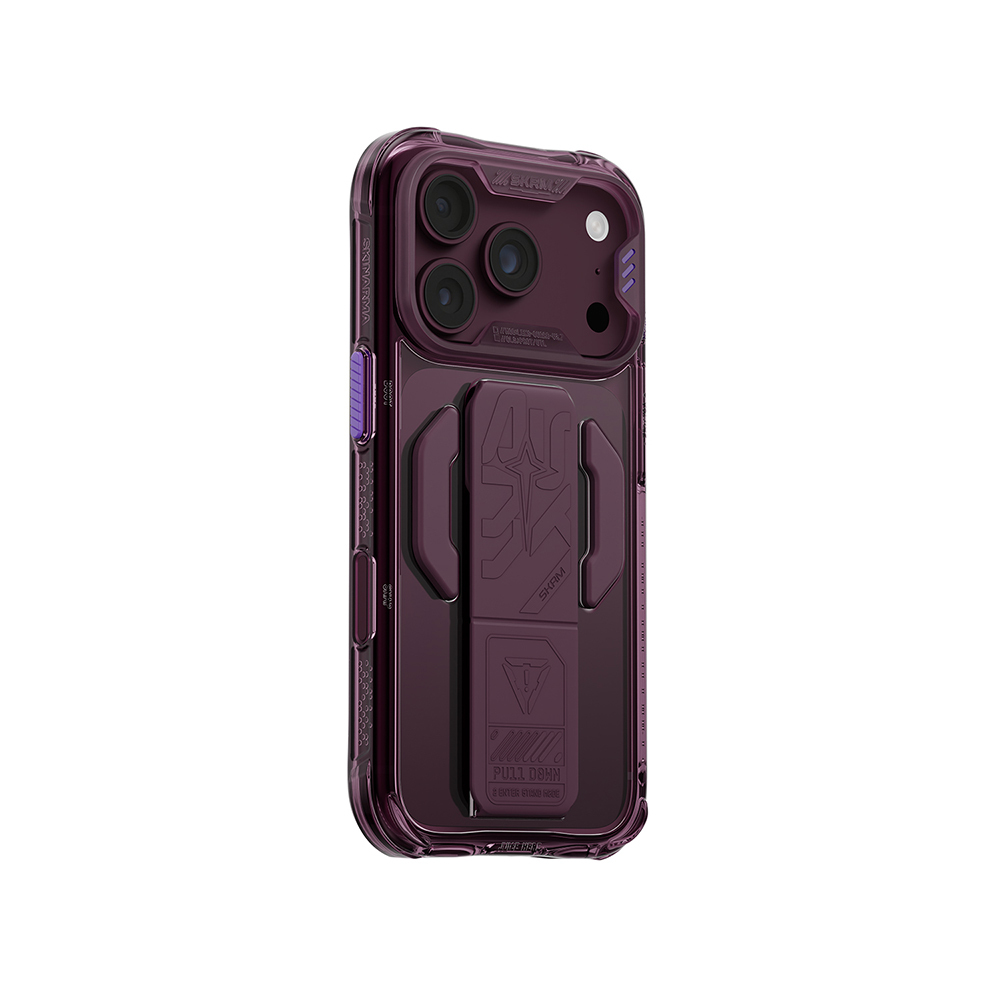 Apple iPhone 18 Pro Kılıf M-safe Şarj Özellikli Teknoloji Desenli Skinarma Helio CE Mag Charge Standlı Kapak - 2