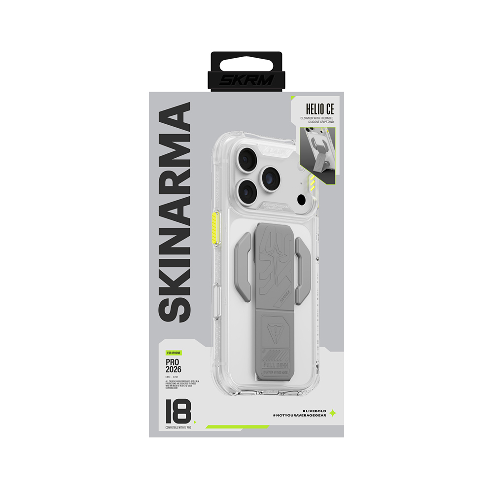 Apple iPhone 18 Pro Max Kılıf M-safe Şarj Özellikli Teknoloji Desenli Skinarma Helio CE Mag Charge Standlı Kapak - 10