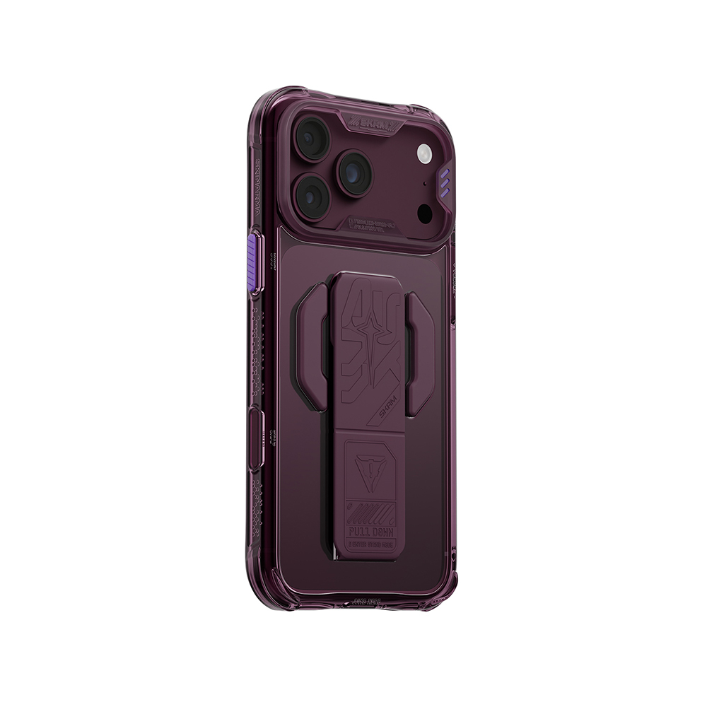 Apple iPhone 18 Pro Max Kılıf M-safe Şarj Özellikli Teknoloji Desenli Skinarma Helio CE Mag Charge Standlı Kapak - 2