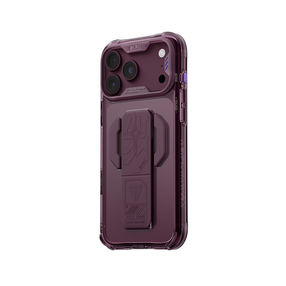 Apple iPhone 18 Pro Max Kılıf M-safe Şarj Özellikli Teknoloji Desenli Skinarma Helio CE Mag Charge Standlı Kapak - 3