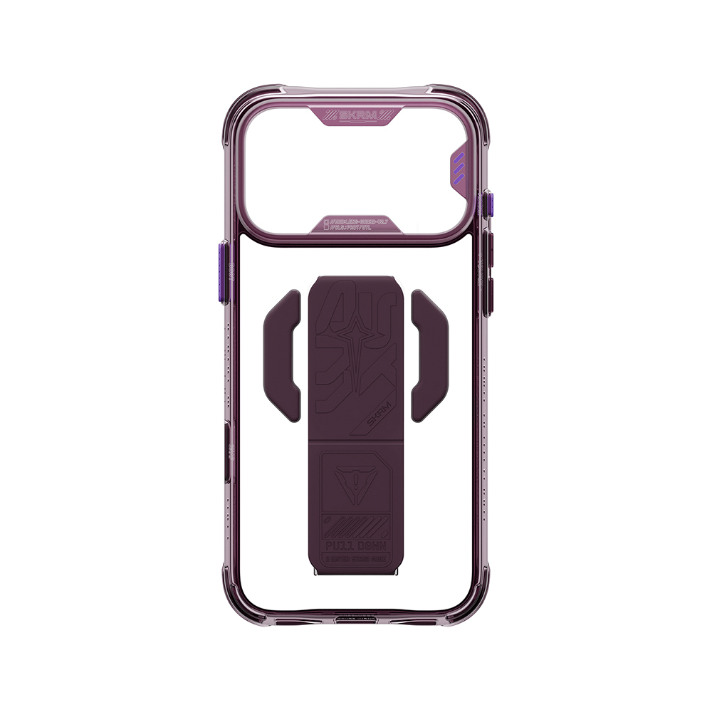 Apple iPhone 18 Pro Max Kılıf M-safe Şarj Özellikli Teknoloji Desenli Skinarma Helio CE Mag Charge Standlı Kapak - 5