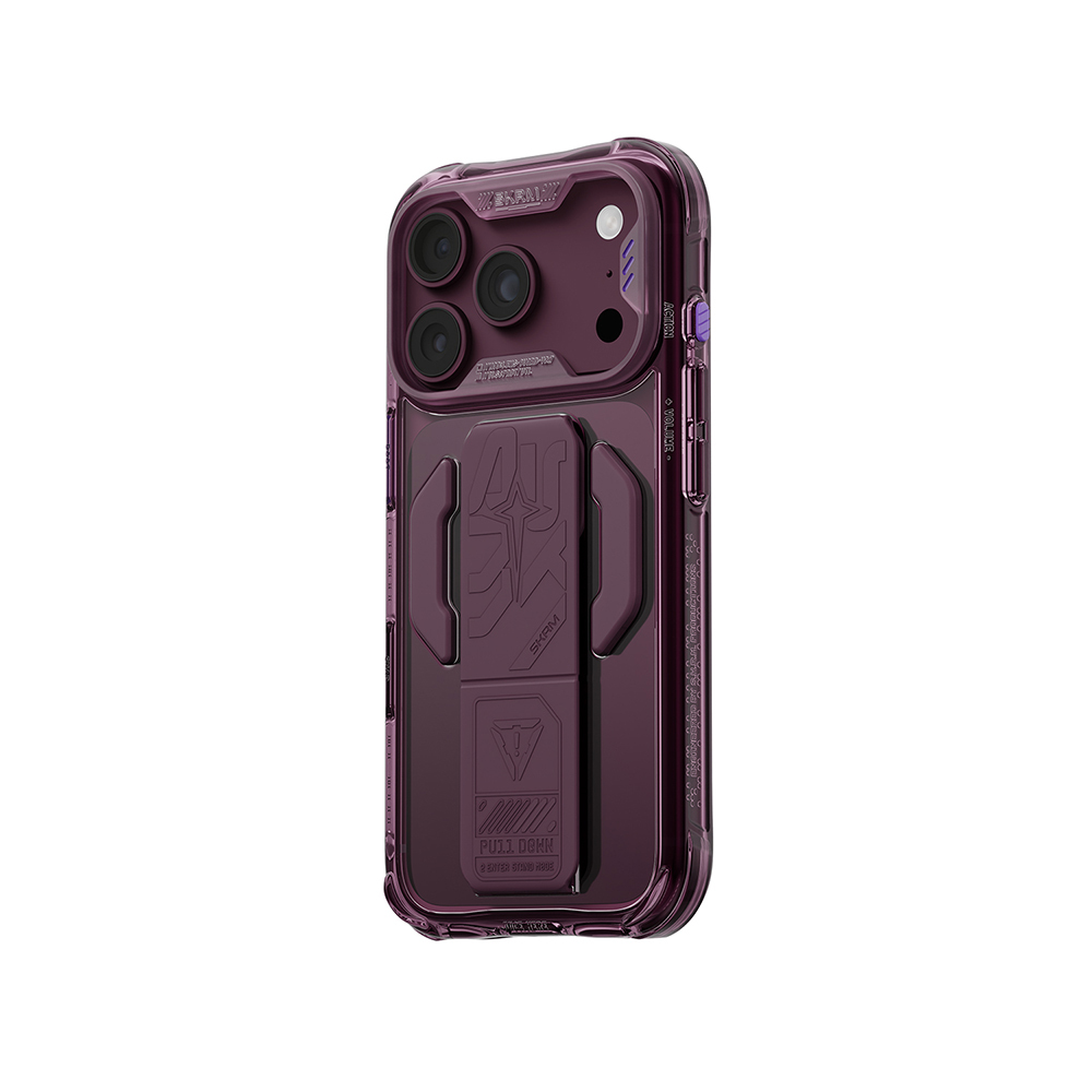 Apple iPhone 18 Pro Max Kılıf M-safe Şarj Özellikli Teknoloji Desenli Skinarma Helio CE Mag Charge Standlı Kapak - 8