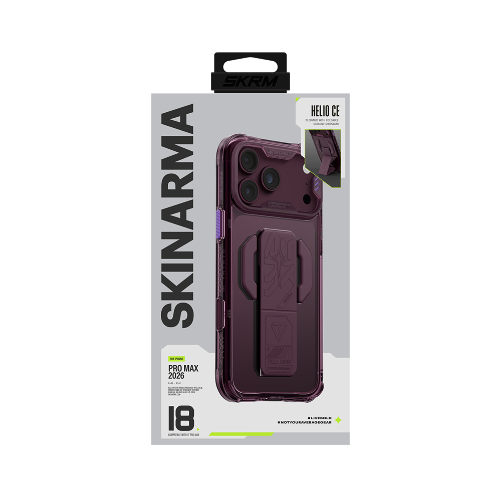 Apple iPhone 18 Pro Max Kılıf M-safe Şarj Özellikli Teknoloji Desenli Skinarma Helio CE Mag Charge Standlı Kapak - 9