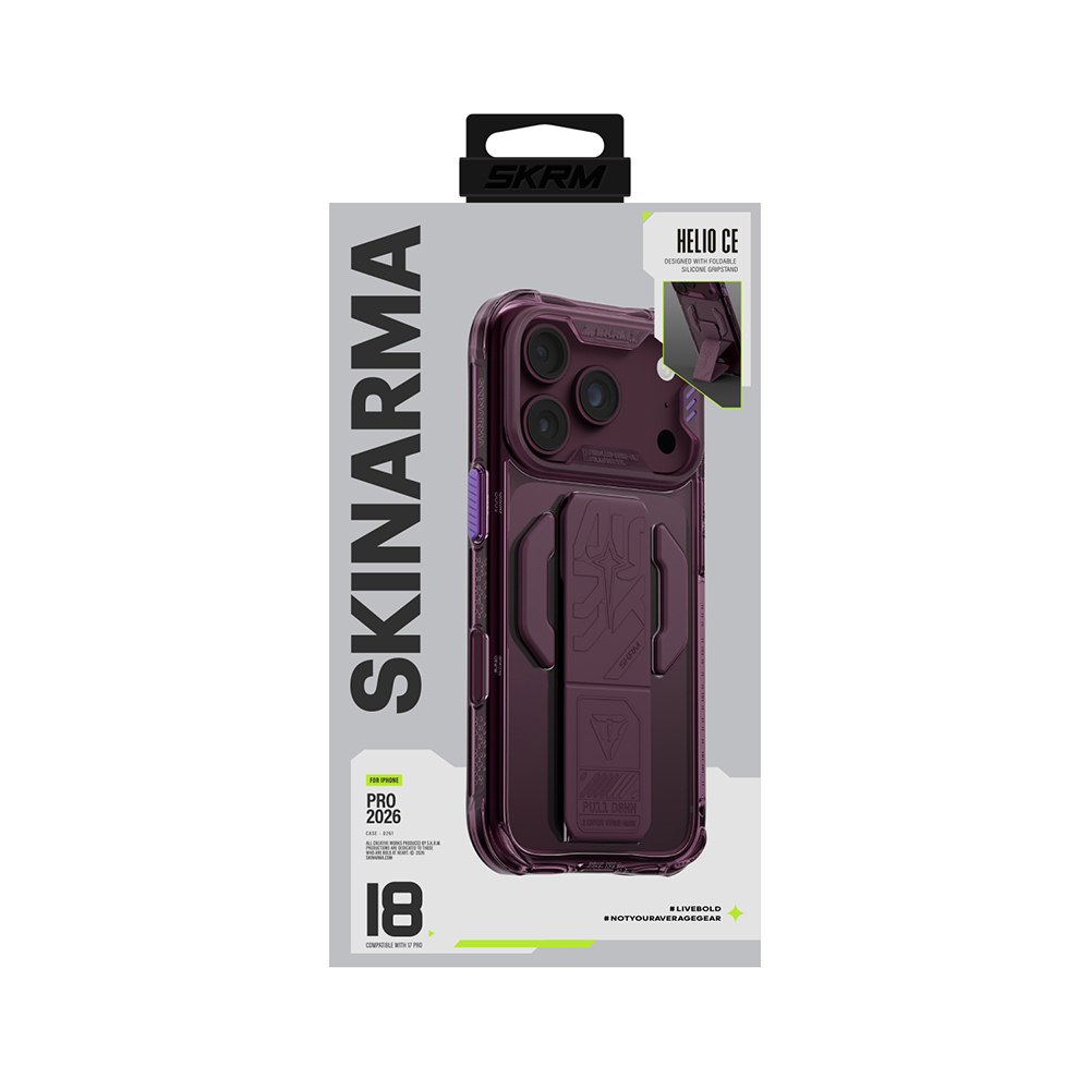 Apple iPhone 18 Pro Max Kılıf M-safe Şarj Özellikli Teknoloji Desenli Skinarma Helio CE Mag Charge Standlı Kapak - 10