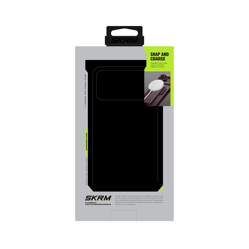 Apple iPhone 18 Pro Max Kılıf M-safe Şarj Özellikli Teknoloji Desenli Skinarma Helio CE Mag Charge Standlı Kapak - 11
