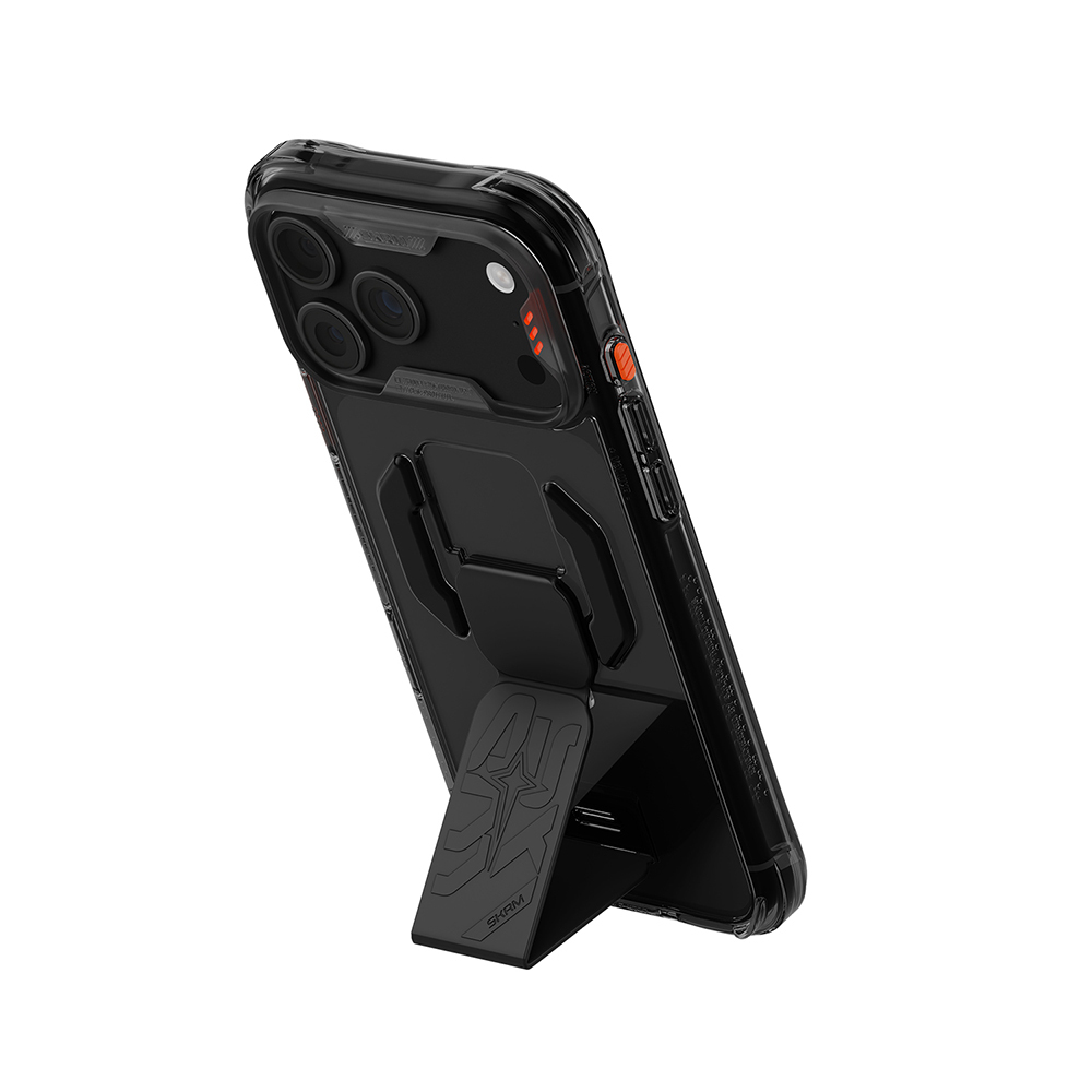 Apple iPhone 18 Pro Max Kılıf M-safe Şarj Özellikli Teknoloji Desenli Skinarma Helio CE Mag Charge Standlı Kapak - 2