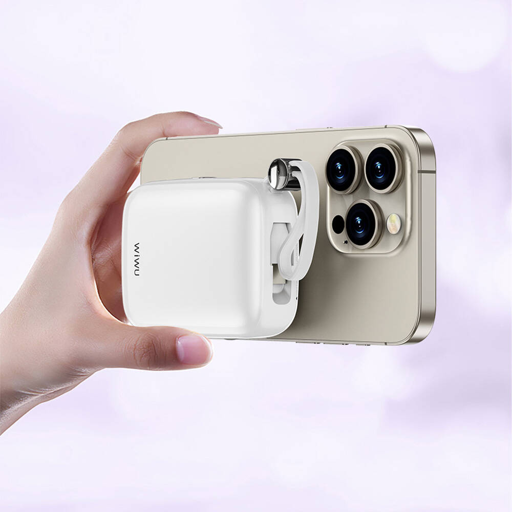 Wiwu Wi-P042 Monaco Serisi Lightning ve Type-C Kablolu Dijital LED Göstergeli Askılı Powerbank 10000mAh - 5