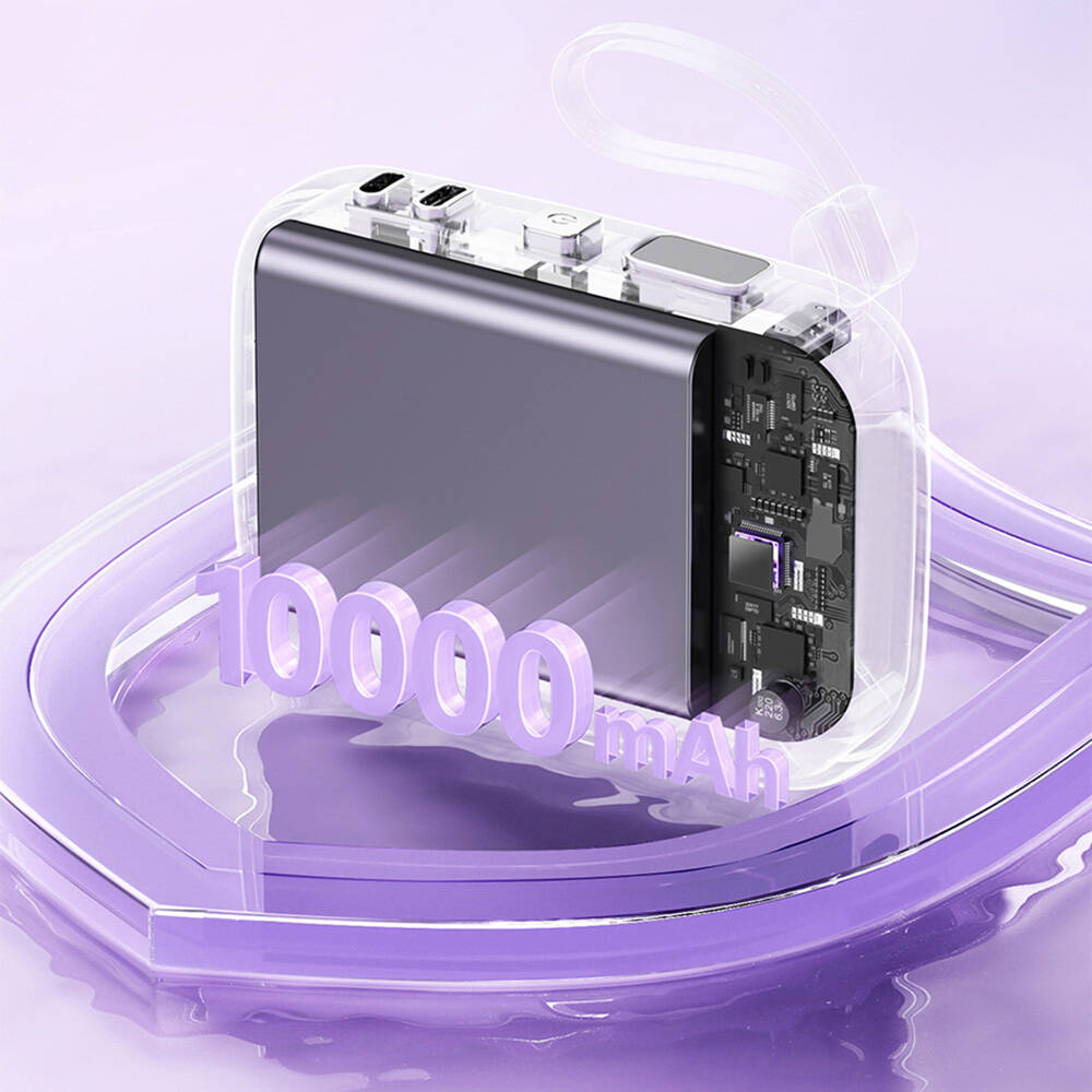 Wiwu Wi-P042 Monaco Serisi Lightning ve Type-C Kablolu Dijital LED Göstergeli Askılı Powerbank 10000mAh - 6