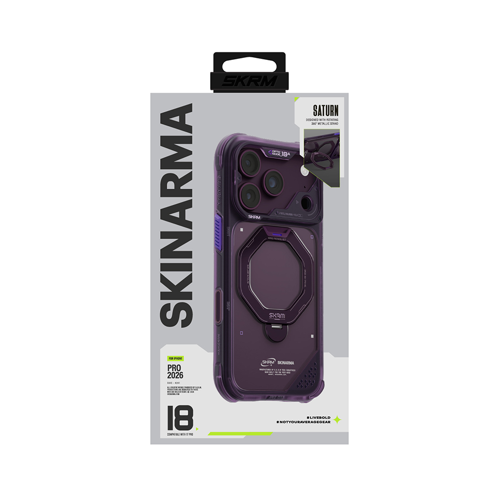 Apple iPhone 18 Pro Max Kılıf M-safe Şarj Özellikli Standlı Skinarma Saturn Kapak - 10
