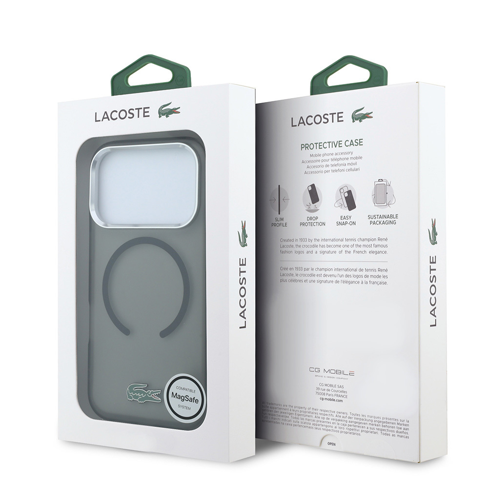 Apple iPhone 18 Pro Kılıf Lacoste Orjinal Lisanslı M-safe Şarj Özellikli Lake Timsah Logolu IML Frosted Kapak - 7