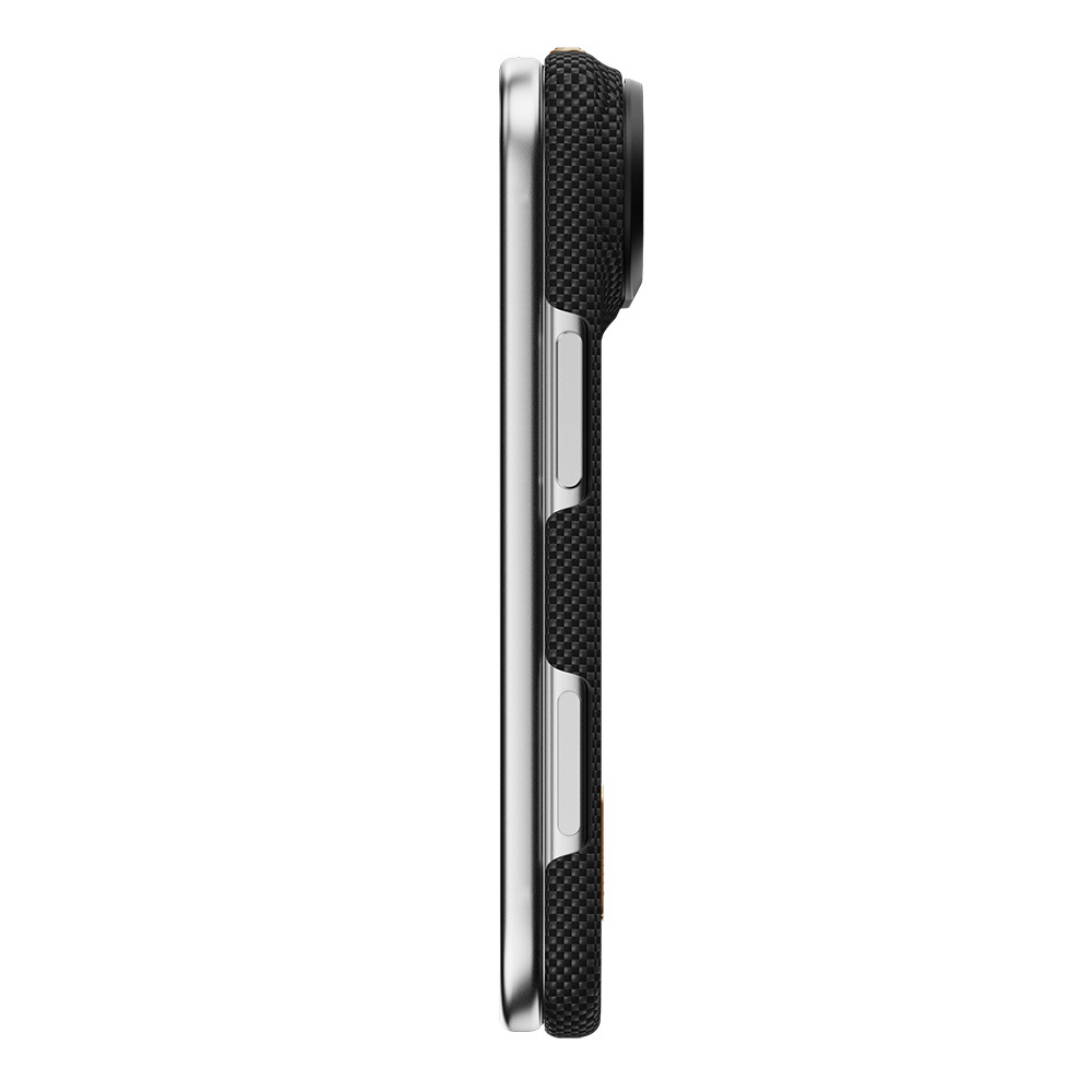 Apple iPhone Duo (Fold) Kılıf M-safe Şarj Özellikli Raptic Aramid SkinPro Rise Serisi 24 Ayar Altın Kaplamalı Karbon Kapak - 1