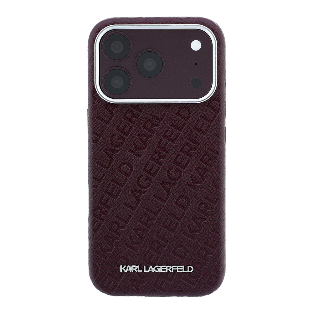 Apple iPhone 18 Pro Max Kılıf Karl Lagerfeld Orjinal Lisanslı PU Deri Damgalı Metal Yazı Logolu Grained Kapak - 2