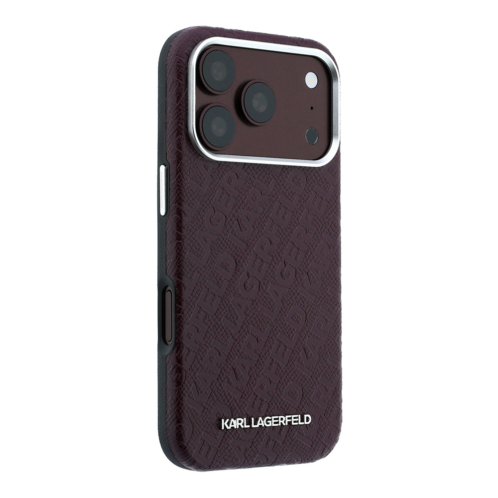 Apple iPhone 18 Pro Max Kılıf Karl Lagerfeld Orjinal Lisanslı PU Deri Damgalı Metal Yazı Logolu Grained Kapak - 3