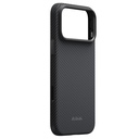 Apple iPhone 18 Pro Max Kılıf M-safe Şarj Özellikli Aramid Karbon Fiber Pitaka Military-Grade Classic Serisi New Logo Black-Grey Twill Kapak - 1