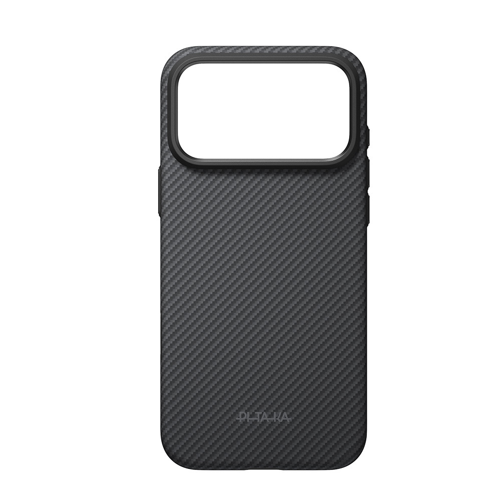 Apple iPhone 18 Pro Max Kılıf M-safe Şarj Özellikli Aramid Karbon Fiber Pitaka Military-Grade Classic Serisi New Logo Black-Grey Twill Kapak - 10