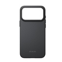 Apple iPhone 18 Pro Max Kılıf M-safe Şarj Özellikli Aramid Karbon Fiber Pitaka Military-Grade Classic Serisi New Logo Black-Grey Twill Kapak - 10