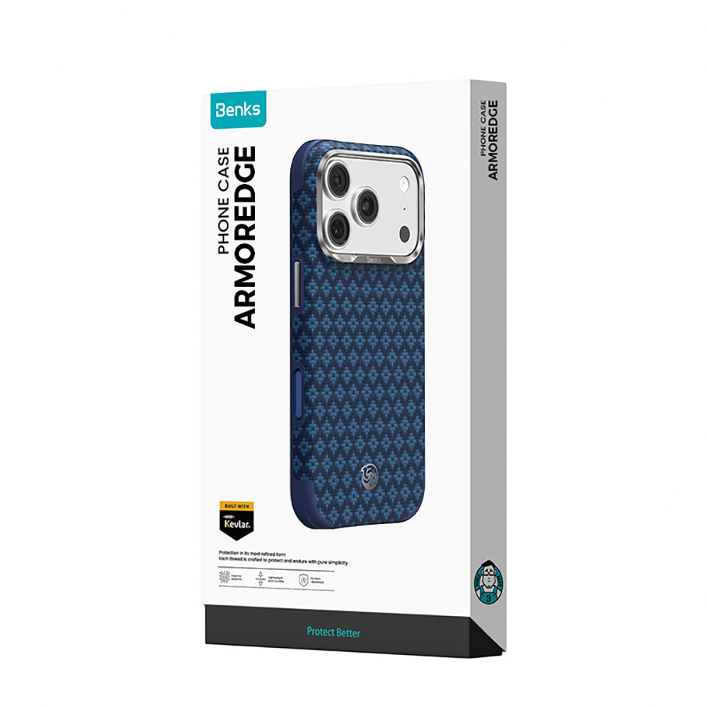 Apple iPhone 17 Pro Uyumlu Kılıf M-Safe Şarj Özellikli Yükseltilmiş Kamera Çerçeveli Benks ArmorGrid ArmorEdge X9 Serisi Kevlar Karbon Kapak - 5