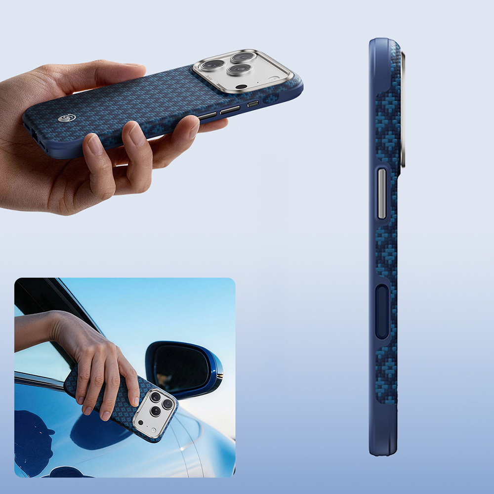 Apple iPhone 17 Pro Uyumlu Kılıf M-Safe Şarj Özellikli Yükseltilmiş Kamera Çerçeveli Benks ArmorGrid ArmorEdge X9 Serisi Kevlar Karbon Kapak - 9