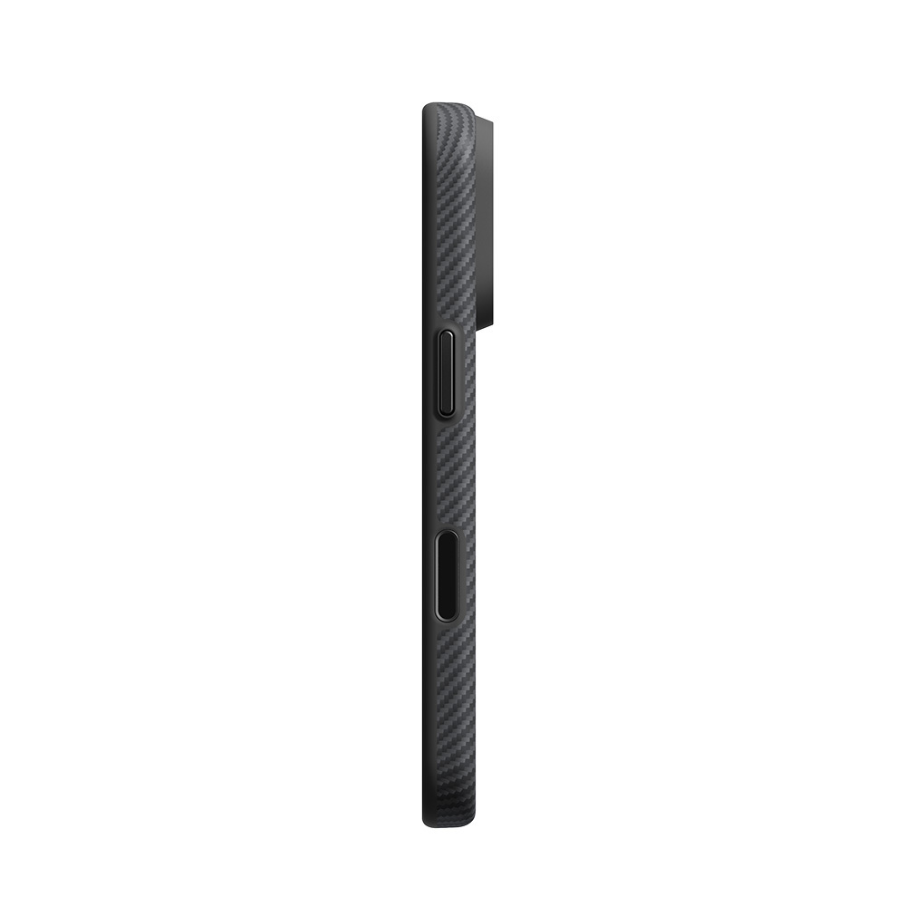 Apple iPhone 18 Pro Kılıf M-safe Şarj Özellikli Aramid Karbon Fiber Pitaka Military-Grade Classic Serisi New Logo Black-Grey Twill Kapak - 9