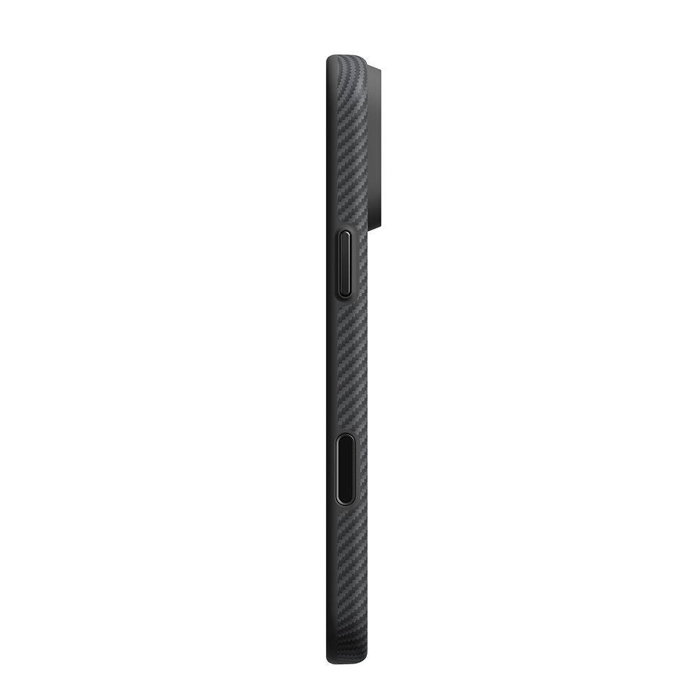 Apple iPhone 18 Pro Kılıf M-safe Şarj Özellikli Aramid Karbon Fiber Pitaka Military-Grade Classic Serisi New Logo Black-Grey Twill Kapak - 10