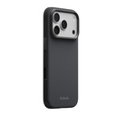 Apple iPhone 18 Pro Kılıf M-safe Şarj Özellikli Aramid Karbon Fiber Pitaka Military-Grade Classic Serisi New Logo Black-Grey Twill Kapak - 13