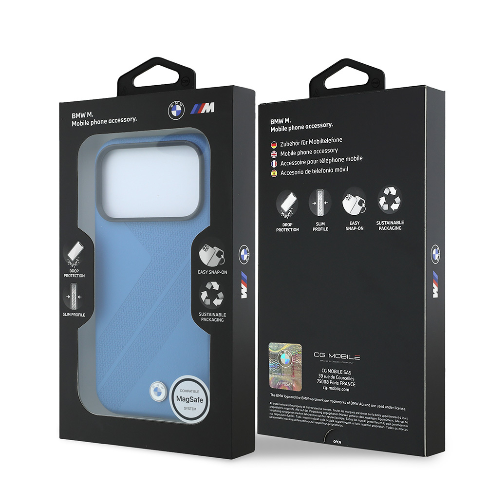 Apple iPhone 18 Pro Kılıf BMW Orjinal Lisanslı M-safe Şarj Özellikli M Logolu Lastik İzi Desenli Kapak - 7
