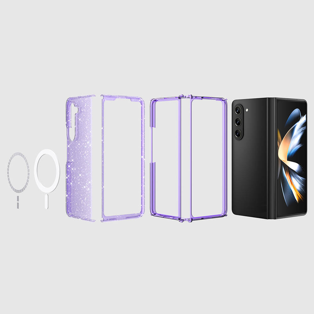 Samsung Galaxy Z Fold 6 Uyumlu Kılıf Magsafe Şarj Özellikli Parlayan Simli Saydam Renkli Zore Allstar Kapak - 8