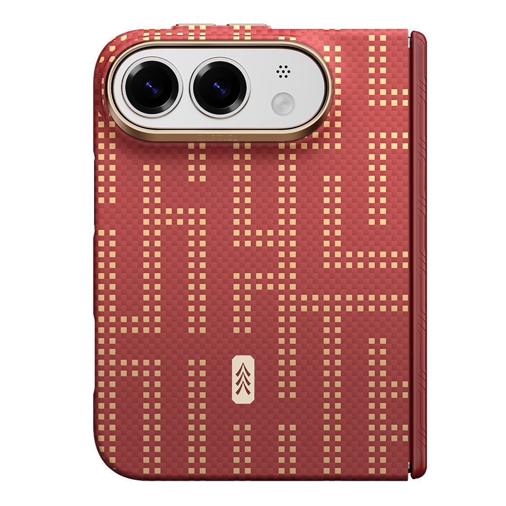 Apple iPhone Duo (Fold) Kılıf M-safe Şarj Özellikli Raptic Aramid SkinPro Grid Serisi Karbon Kapak - 1
